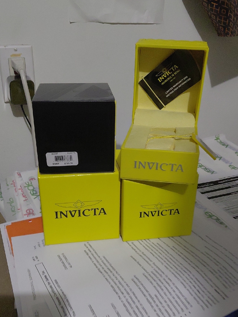 Invicta Bright Yellow Watch Boxes (4) with Logo